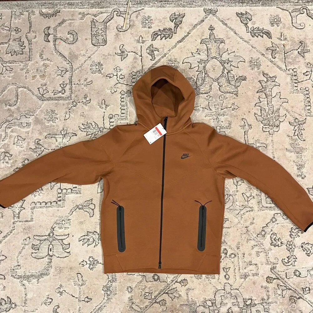 Nike Sportswear Tech Fleece Brown/Black Windrunner Full Zip Hoodie L - Picture 2 of 4